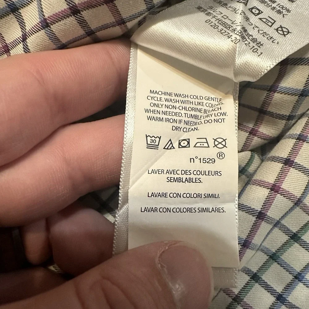 Ralph Lauren Shirt Mens L Cream Plaid Classic Gingham Oxford Check Preppy Casual